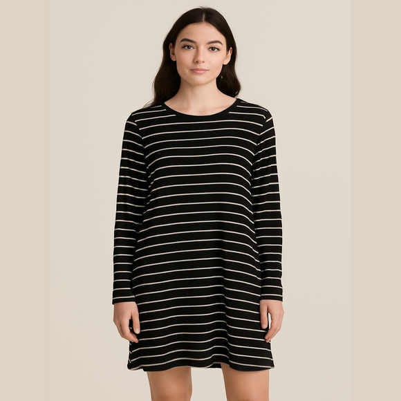Old Navy Striped Tunic Dress - Women's XL - Black & White - Picture 1 of 7